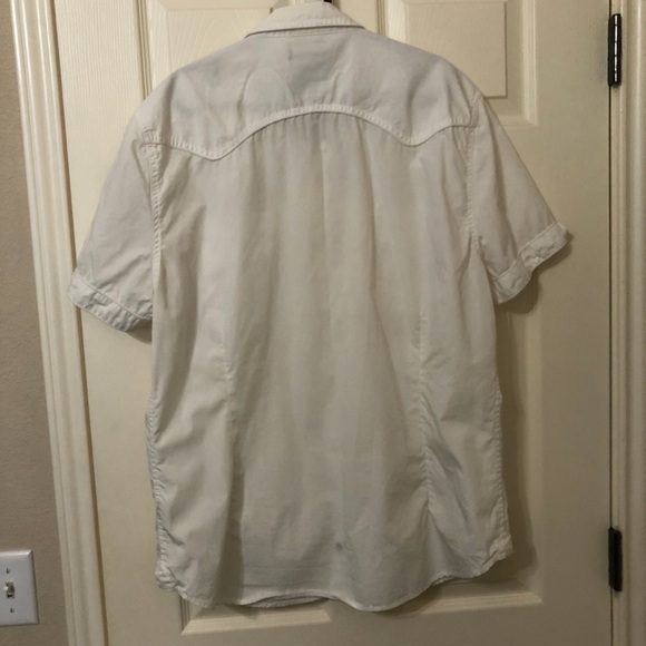 Guess logo Men's Casual White Button Down Cotton Shirt short sleeve patch - Picture 5 of 14